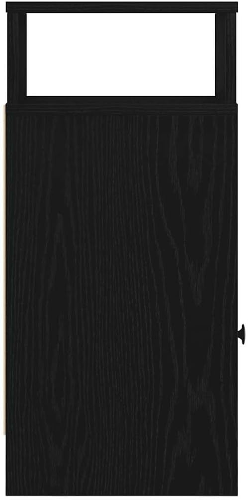 Black Bedside Table with Drawer & Shelves | Slim Modern Nightstand