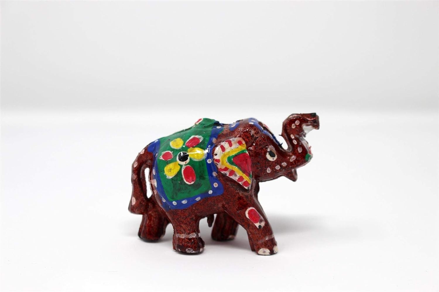 Hand Painted Elephant Ornaments Set of 3 | Colourful Decor Figurines