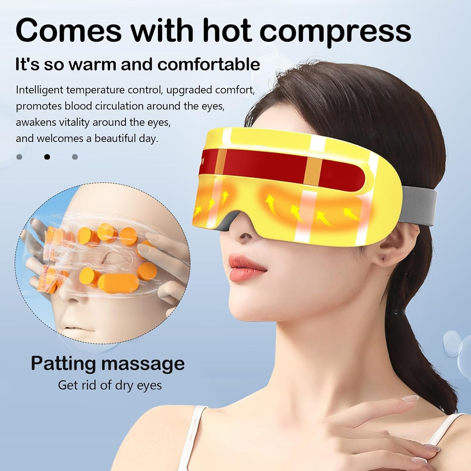 Heated Eye Massager Nano Steam Hot Compress Rechargeable Fatigue Relief