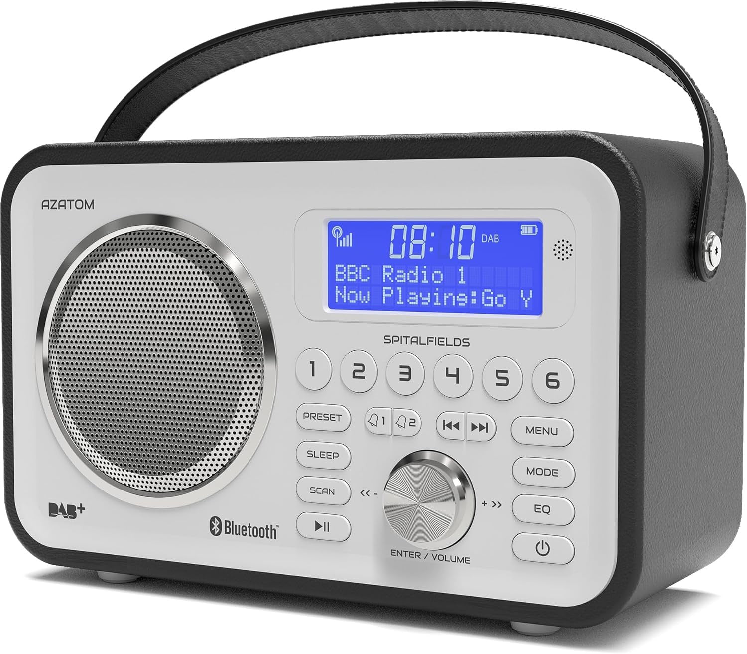 Black Portable DAB DAB+ FM Digital Radio Bluetooth Rechargeable Dual Alarm
