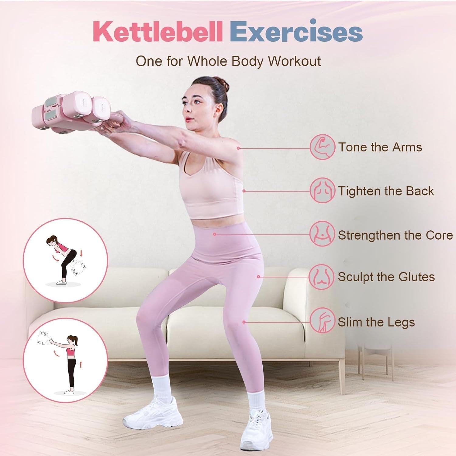 4-in-1 Adjustable Dumbbell Set 2–5LB Fast Adjust Non-Slip Weights Women