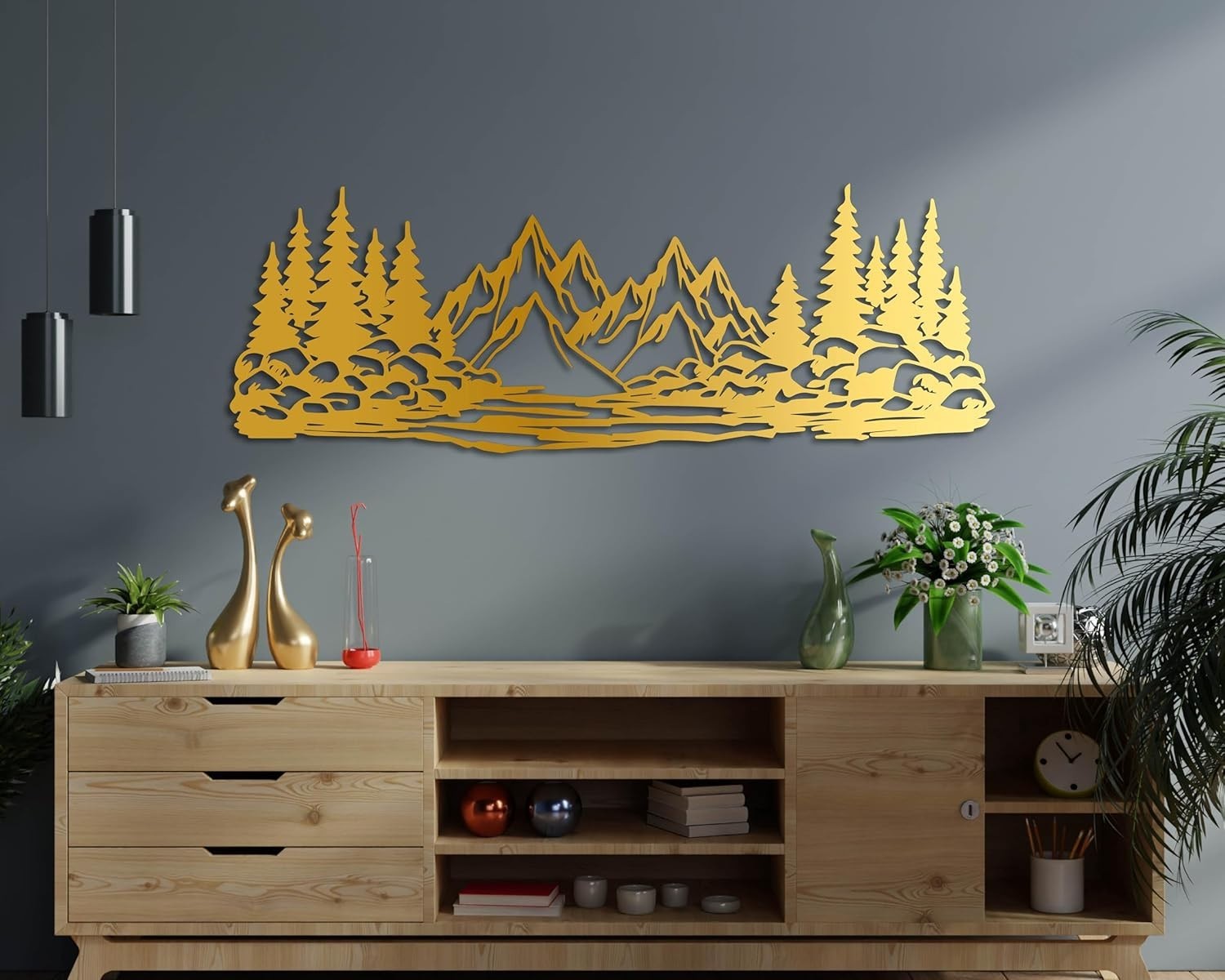 Mountain Forest Metal Wall Art Farmhouse Pine Tree Wall Decor