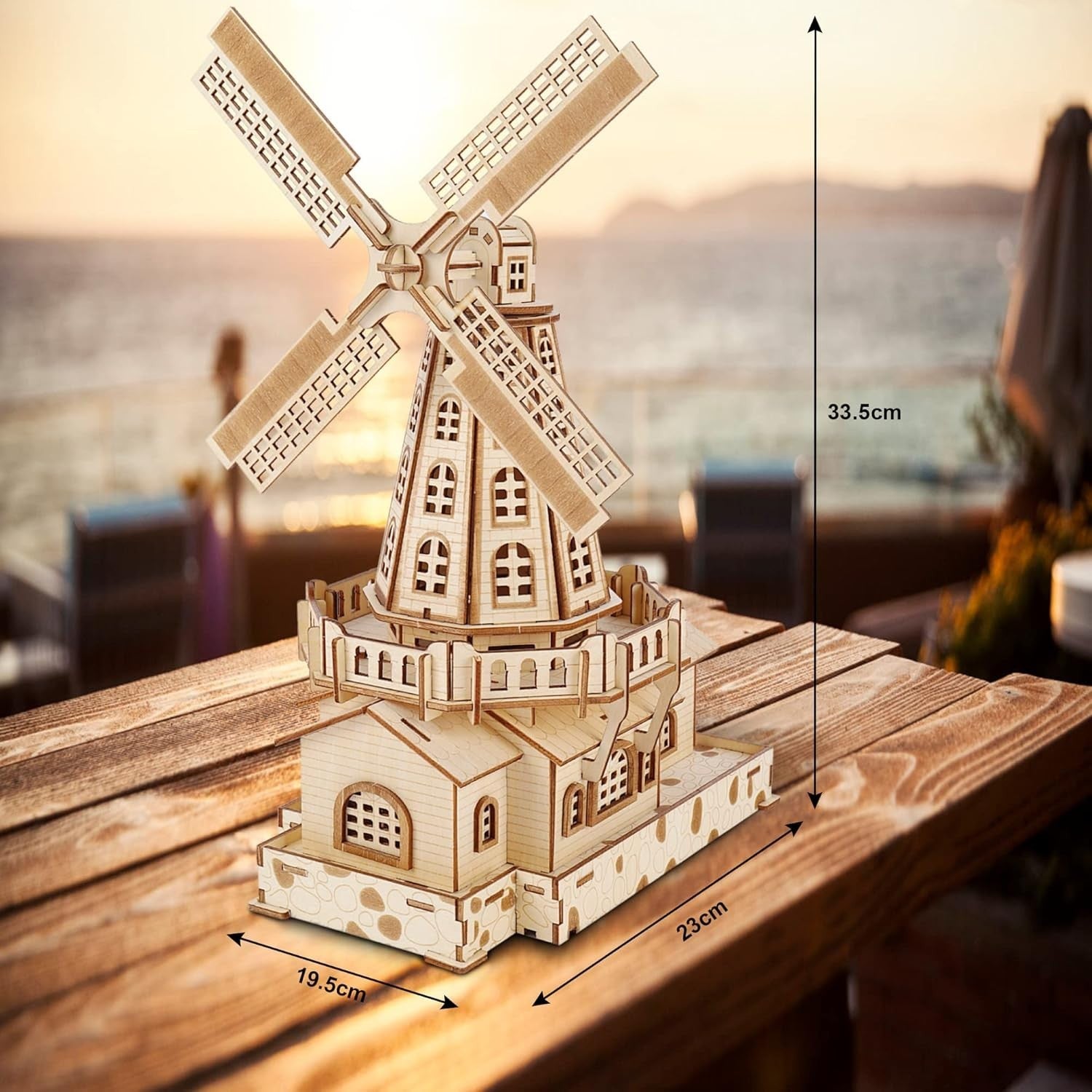 Wooden Windmill 3D Puzzle for Adults – DIY Craft Kit, Home Decor Gift