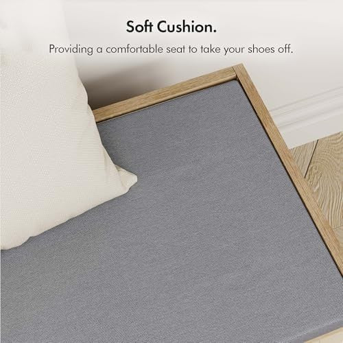 Cream Shoe Storage Bench with Cushion & 4 Shelves – Hallway Entryway Unit