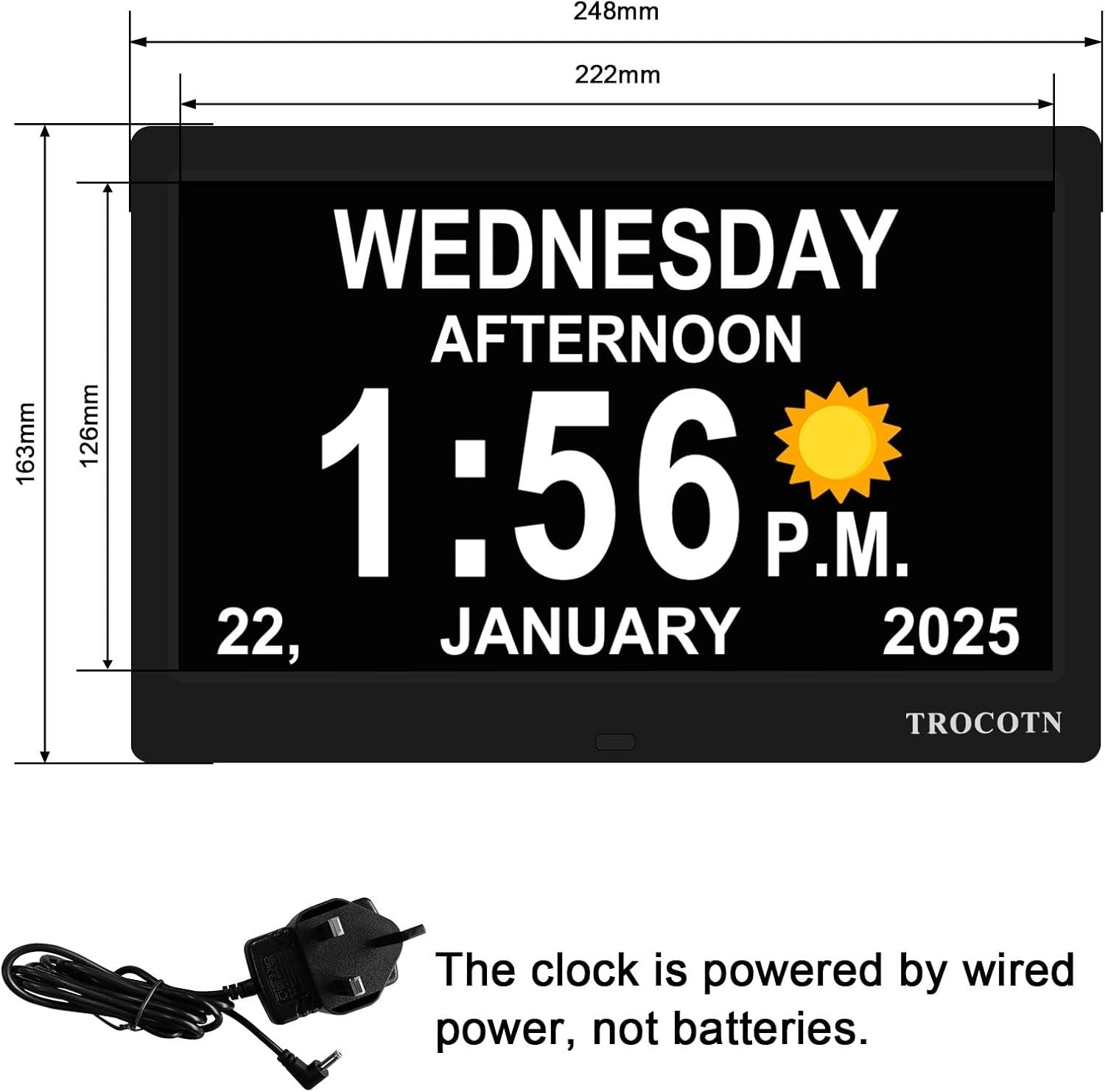10” Dementia Digital Clock Large Day Date Display Dimming Elderly