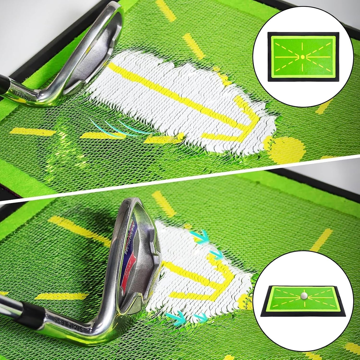 Golf Hitting Mat Swing Path Feedback Training Mat Non Slip Base