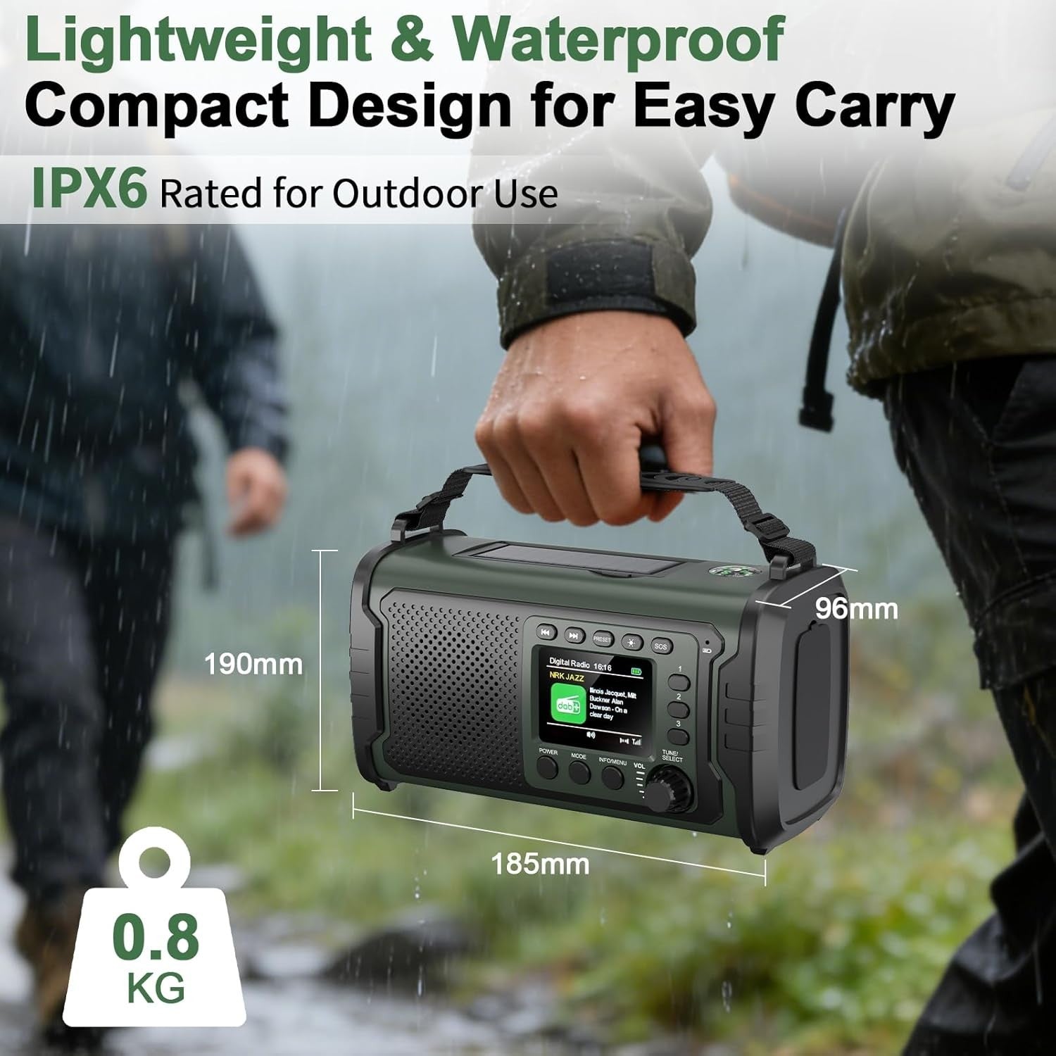 Portable DAB Radio 20000mAh Battery | Bluetooth, FM, SOS, Torch