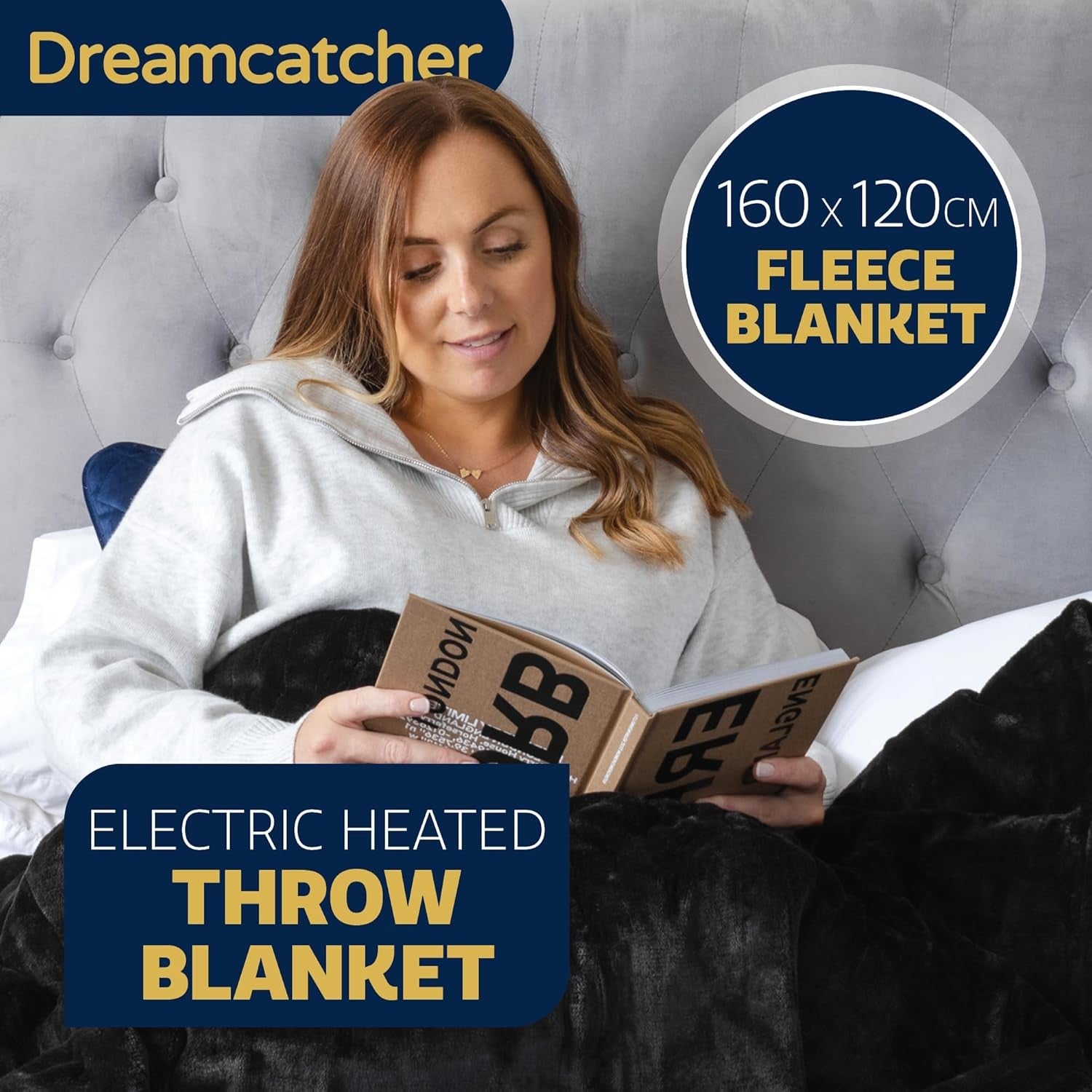 Electric Heated Throw Blanket 160x120cm Sherpa Fleece 9 Heat Timer Washable
