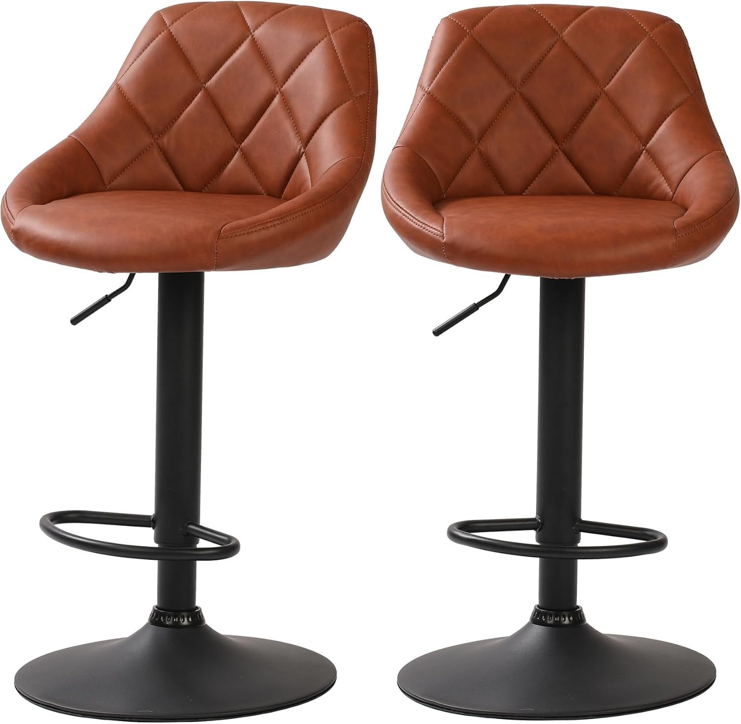 Adjustable PU Leather Bar Stools with Footrest – Zamaro Brown