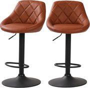 Adjustable PU Leather Bar Stools with Footrest – Zamaro Brown