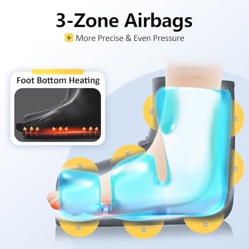 Cordless Foot Massager with Heat & Compression, Portable Pain Relief Boot