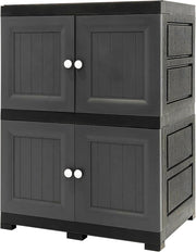 Grey 2 Door Plastic Storage Cabinet Cupboard Shelving Unit for Home
