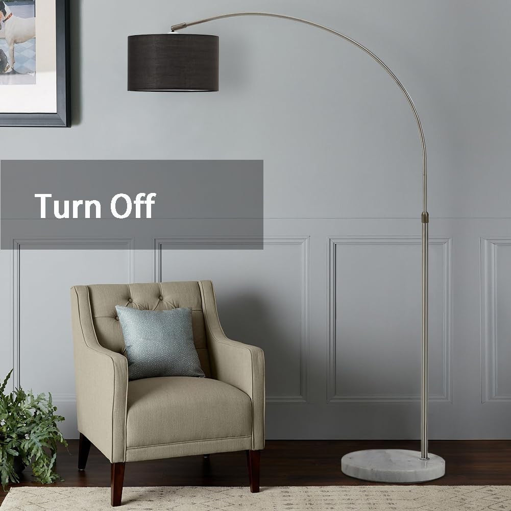 Arched Floor Lamp Adjustable Height Fabric Shade Standing Light