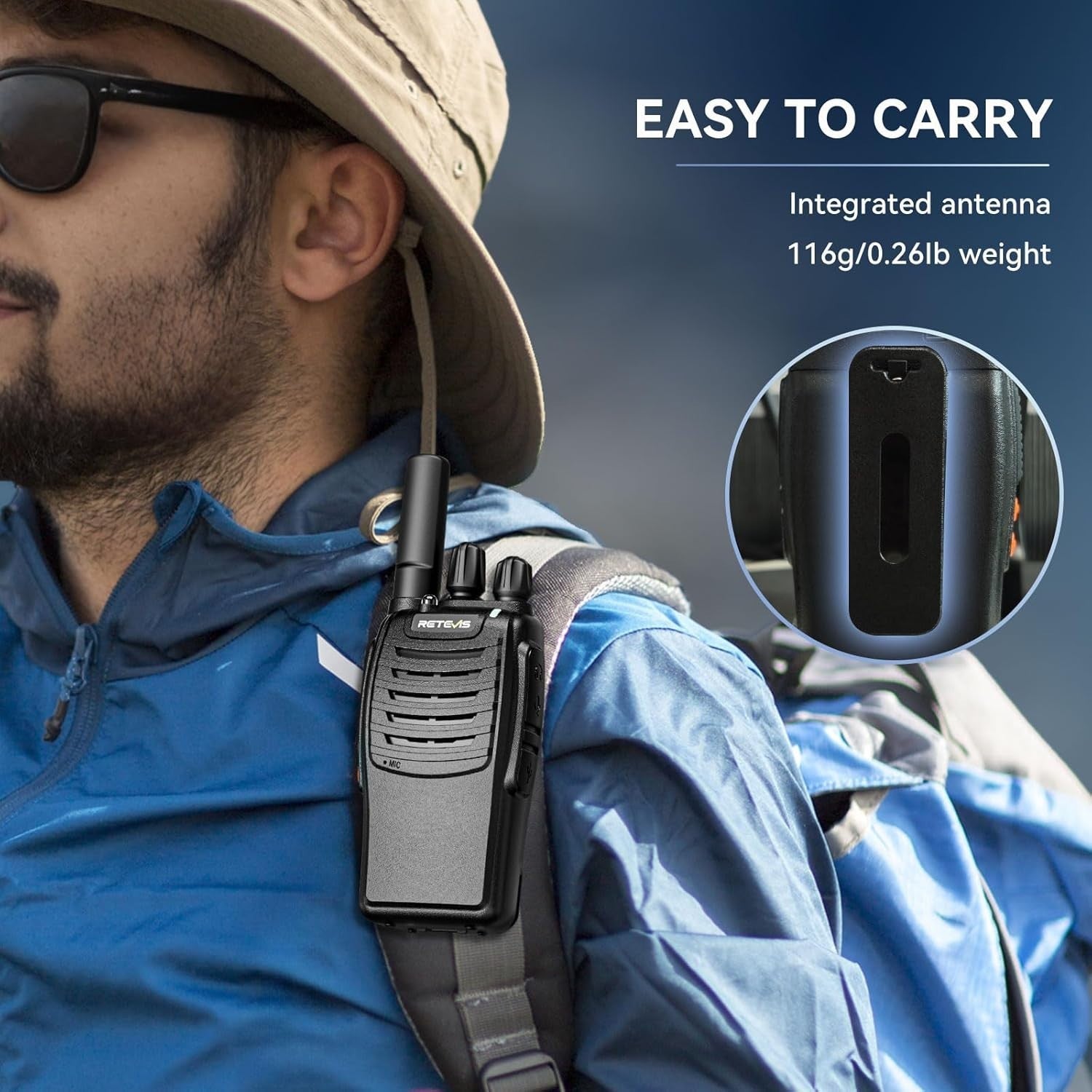 PMR446 Walkie Talkies 2 Pack USB-C VOX Flashlight Long Range Radio