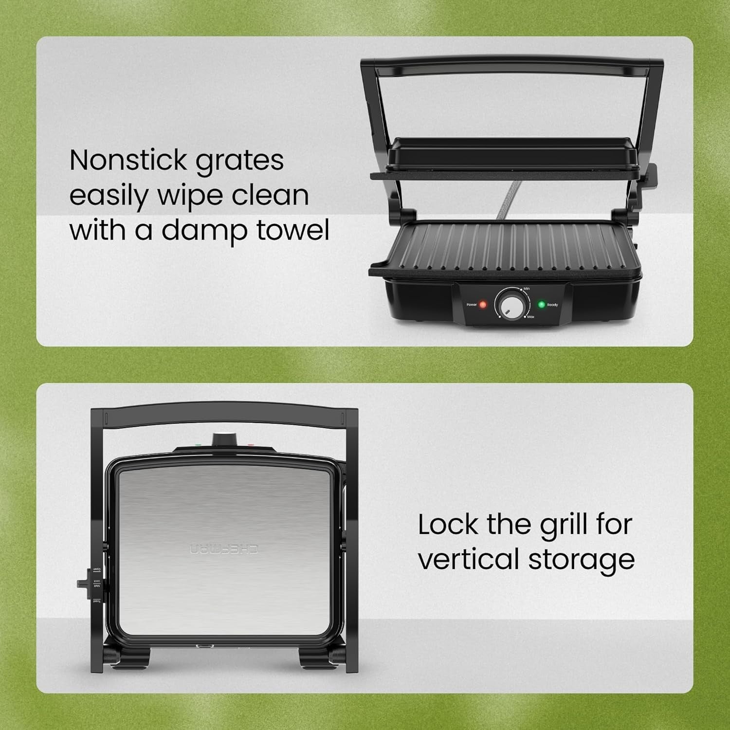 4 Slice Panini Press Grill - Adjustable Temp, Nonstick, Indoor Sandwich Maker