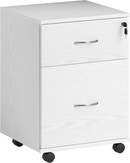 Locking 2 Drawer Rolling File Cabinet Under Desk Printer Stand White