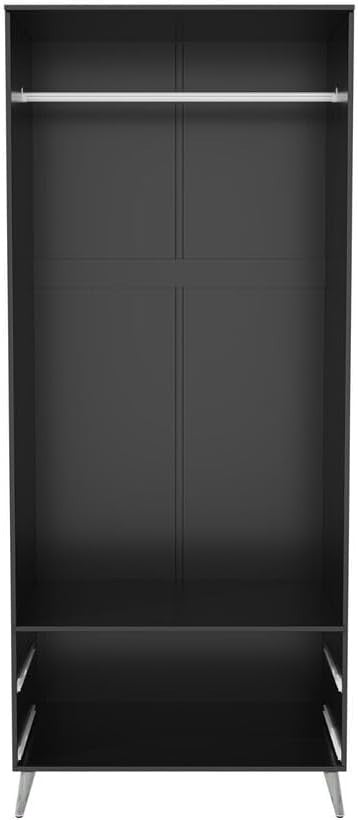 Black 2 Door Wardrobe with Drawers & Rail – Tall Bedroom Storage Unit