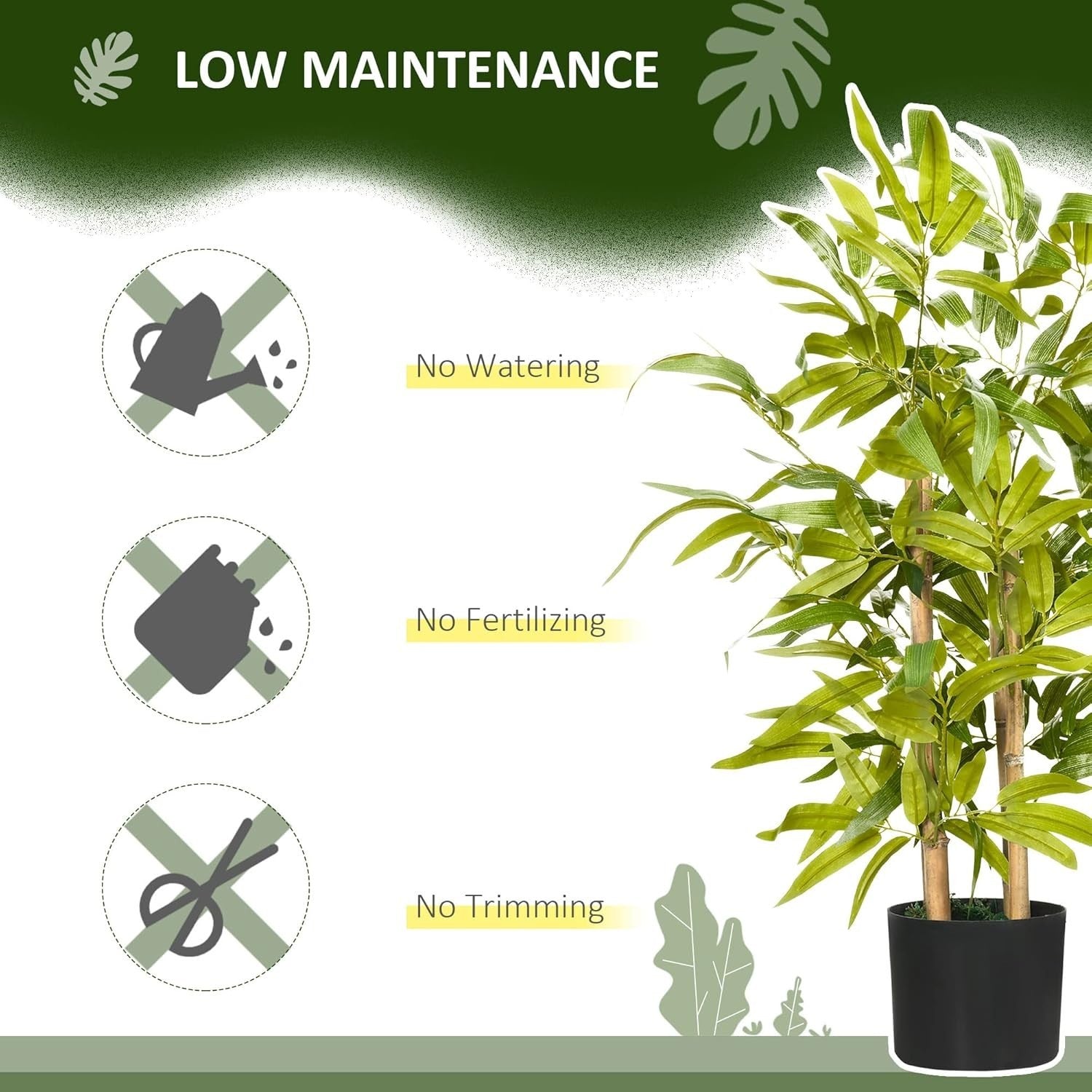 Set of 2 Artificial Bamboo Plants 60cm Fake Indoor Outdoor Decorative Trees