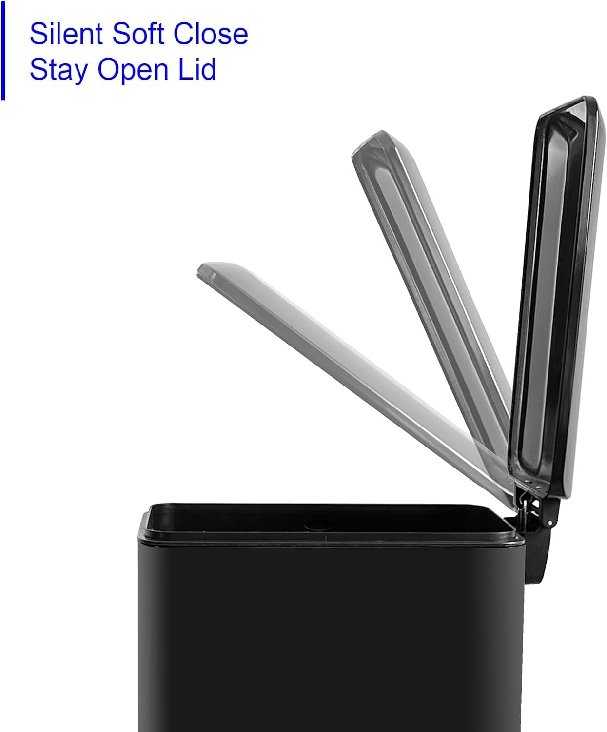 45L Black Stainless Steel Pedal Bin Slim Kitchen Soft Close Lid