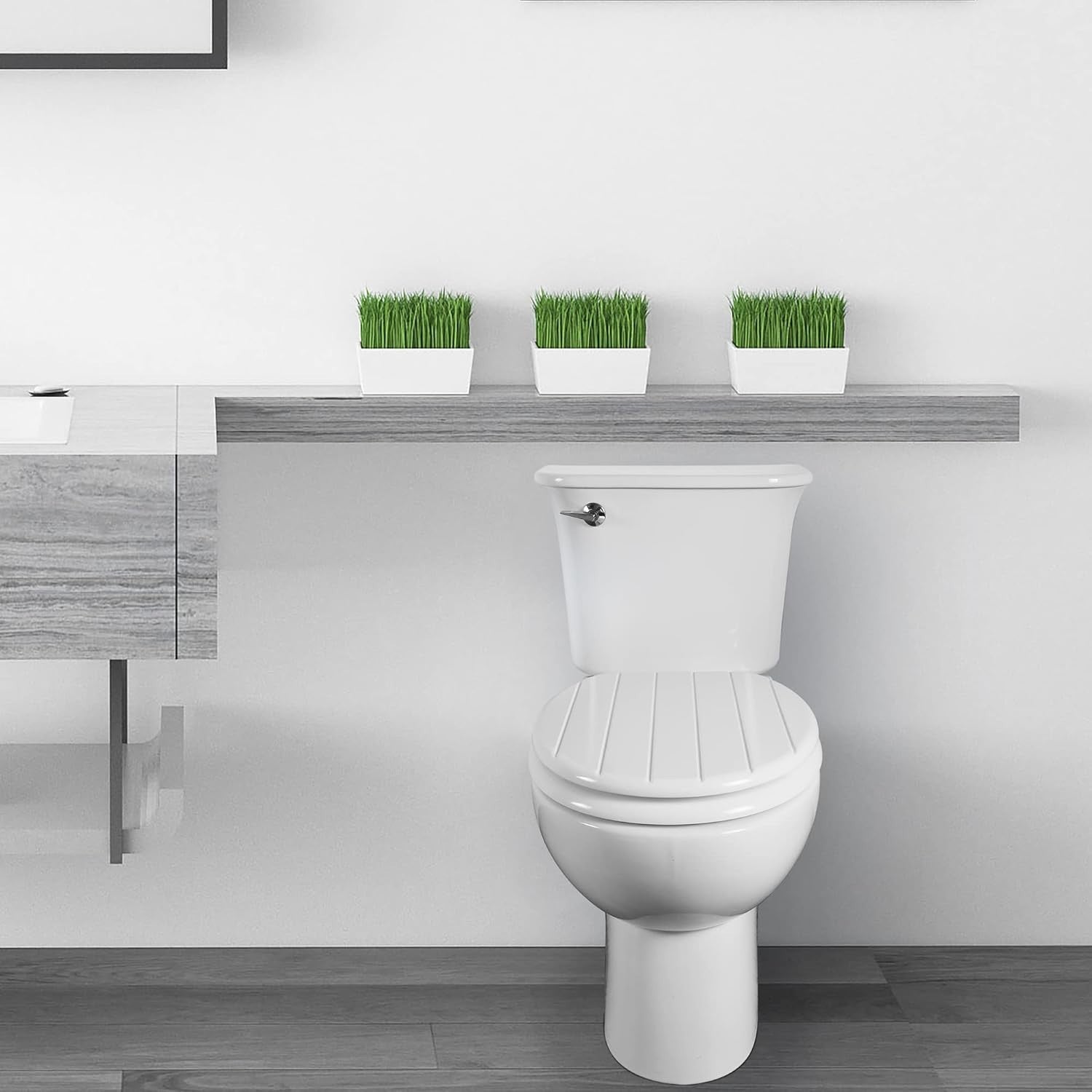 White Wooden Toilet Seat | Antibacterial MDF Oval Design Adjustable Hinges
