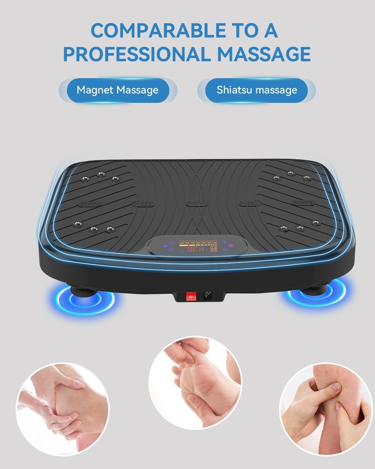 Jet Black Vibration Plate Exercise Machine Lymphatic Drainage 200 Speeds