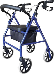 4 Wheel Rollator Walker Lightweight Folding Mobility Aid with Seat Brakes Bag