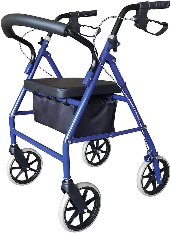 4 Wheel Rollator Walker Lightweight Folding Mobility Aid with Seat Brakes Bag