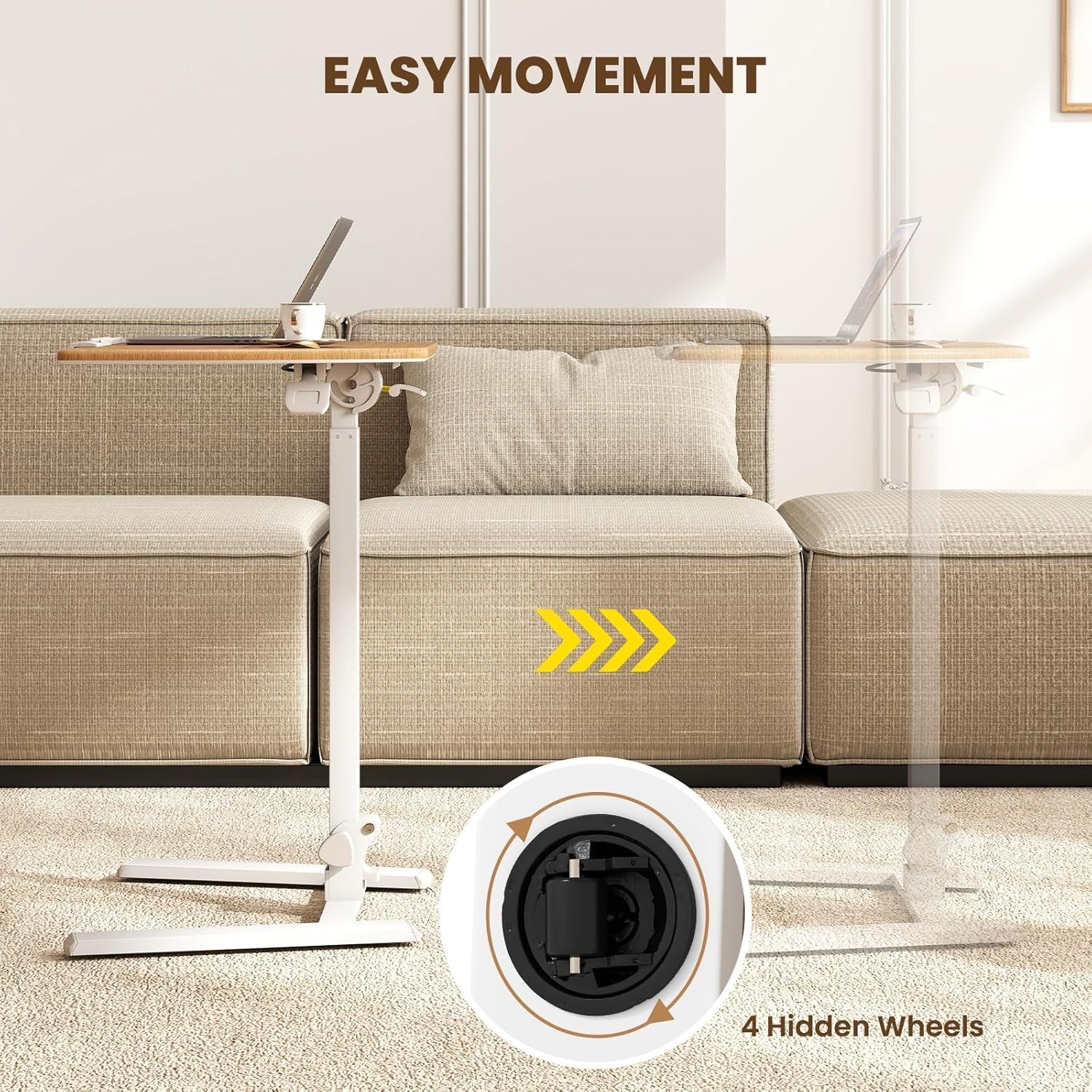 Adjustable Standing Desk Mobile Sit Stand Laptop Table Tilting Top Wheels