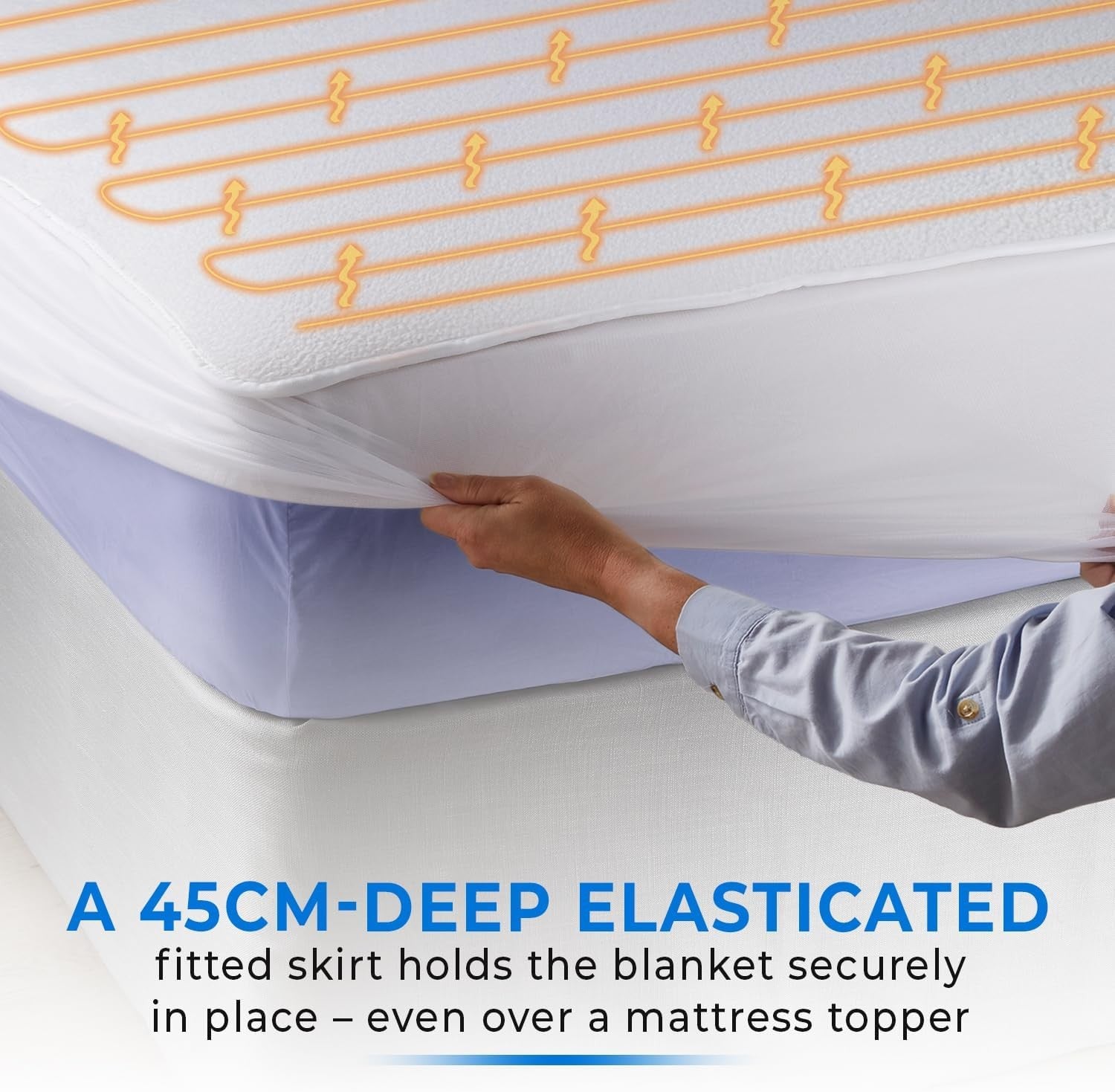 Single Electric Underblanket Deep Fitted Heated Mattress Cover White