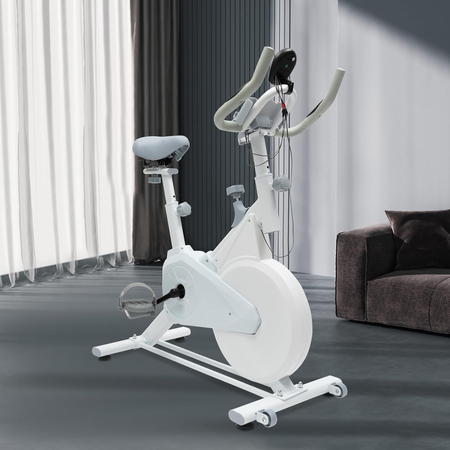 Quiet Indoor Exercise Bike w/ Adjustable Resistance, 8.8lb Flywheel & Holder