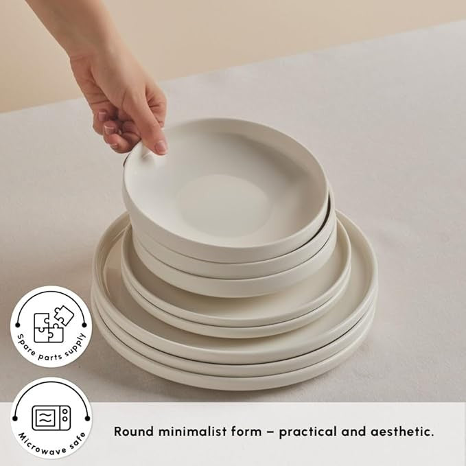 18 Piece Bone China Dinner Set for 6 White Plates Bowls Modern Crockery