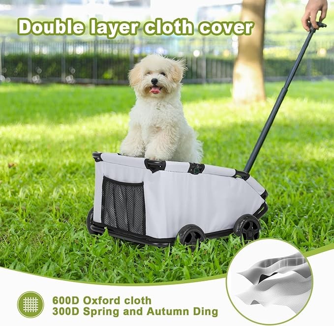 Mini Dog Stroller Foldable Pet Wagon Handle Wheels Travel Carrier