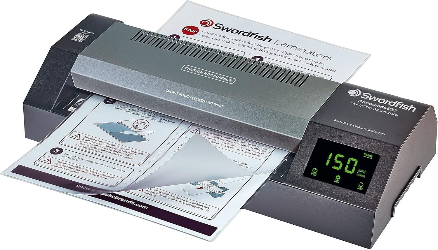 Heavy Duty A3 Laminator Steel Body 660mm/min Auto Reverse Hot Cold