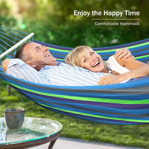 Outdoor Hammock 550lb Capacity | Heavy Duty Canvas Swing Bed w/ Straps