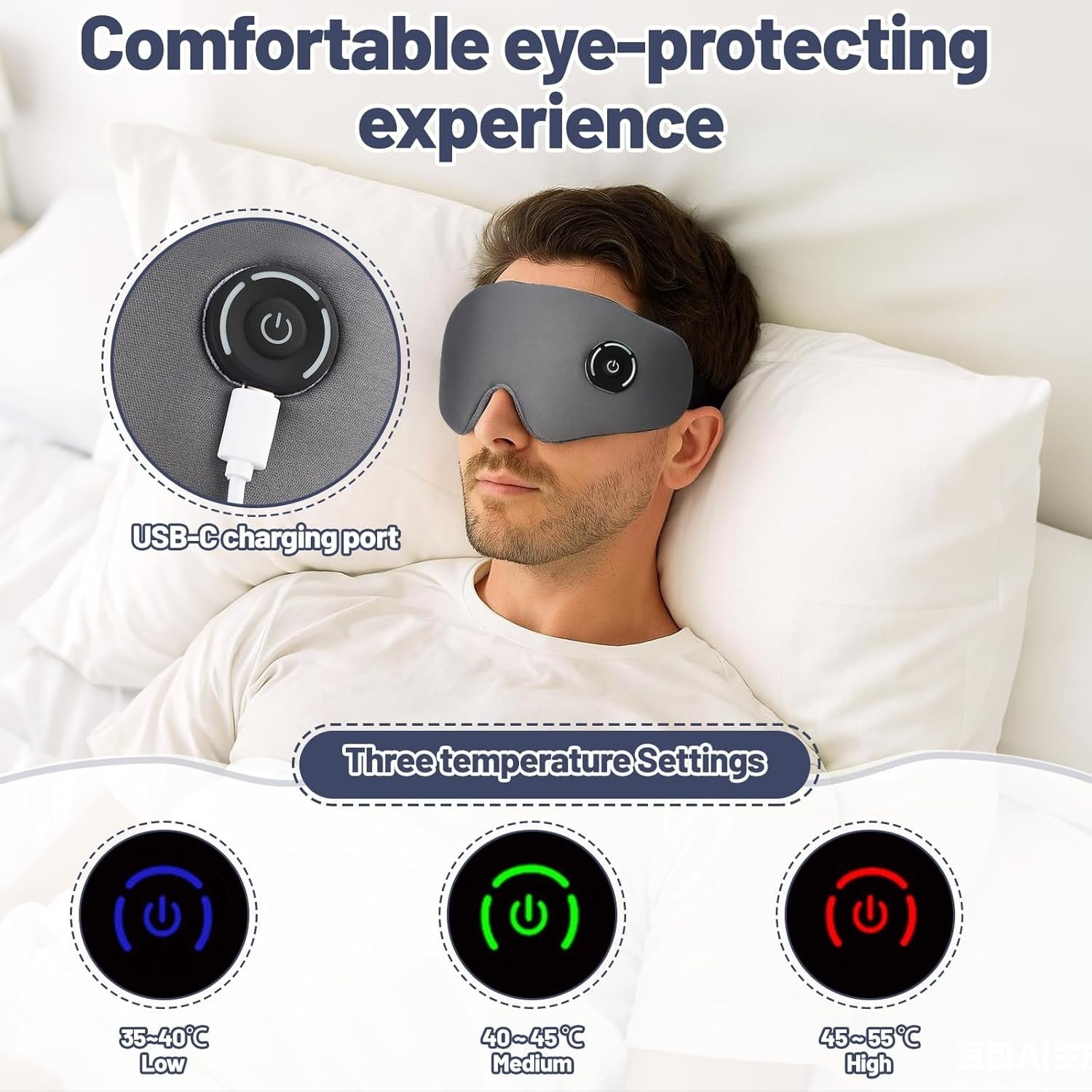 Rechargeable Heated Eye Mask Hot Cold Compress Sleep Aid
