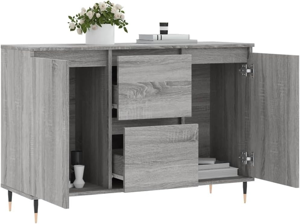 Modern Grey Sonoma Sideboard Storage Cabinet 104x35x70cm Dent Resistant