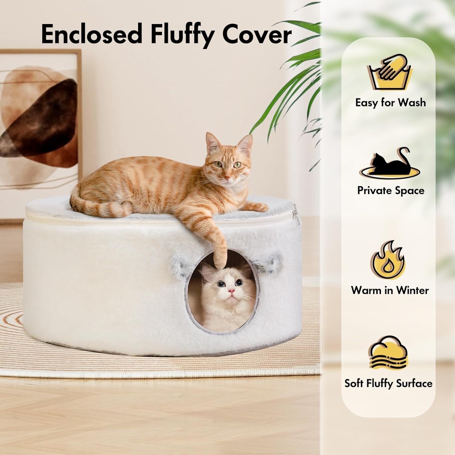 2 Tier Cat Cave Bed Metal Frame Enclosed House w Removable Cover