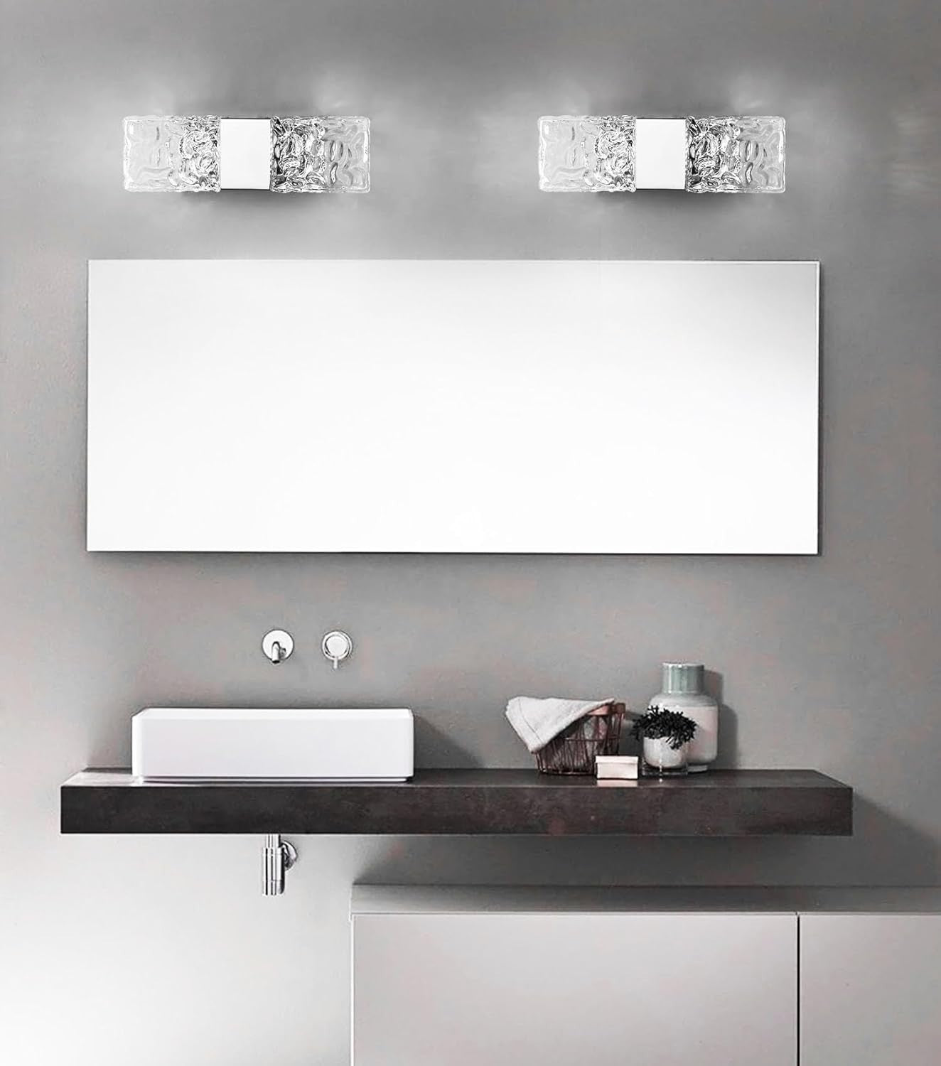 Silver LED Wall Light with Nordic Crystal Design, Energy Efficient, Indoor