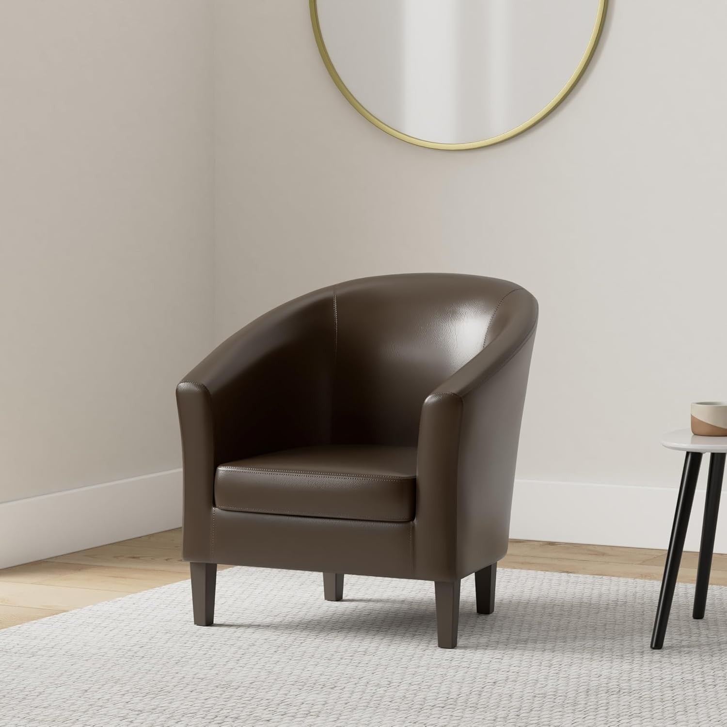 Faux Leather Tub Chair Armchair Lounge Club Seat Brown