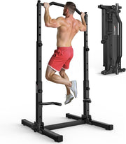 Foldable Pull Up Dip Station Power Tower 5-in-1 Home Gym 380lbs Capacity
