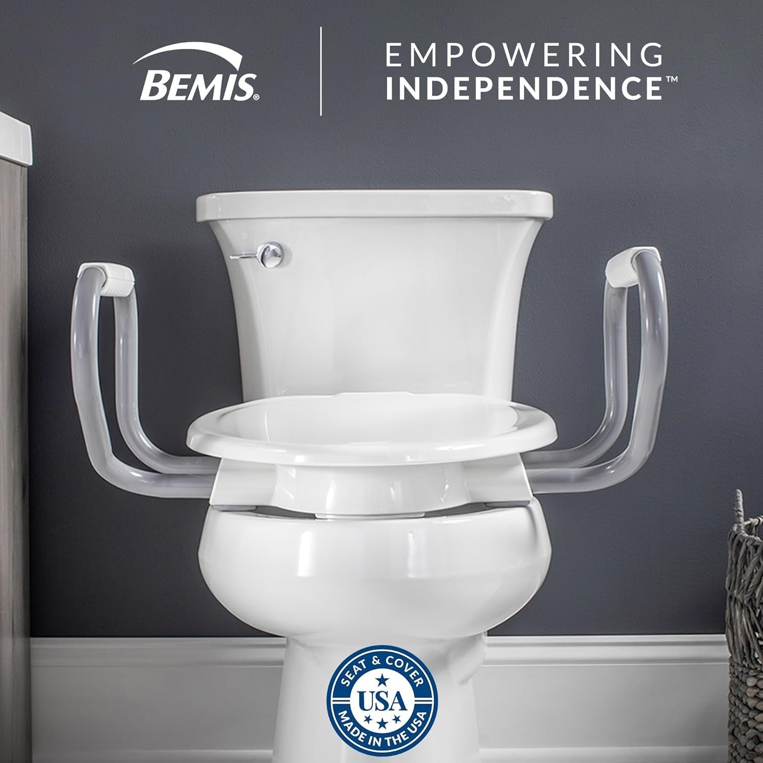 3" Raised Toilet Seat Bundle with Support Arms & Bidet Easy Install White