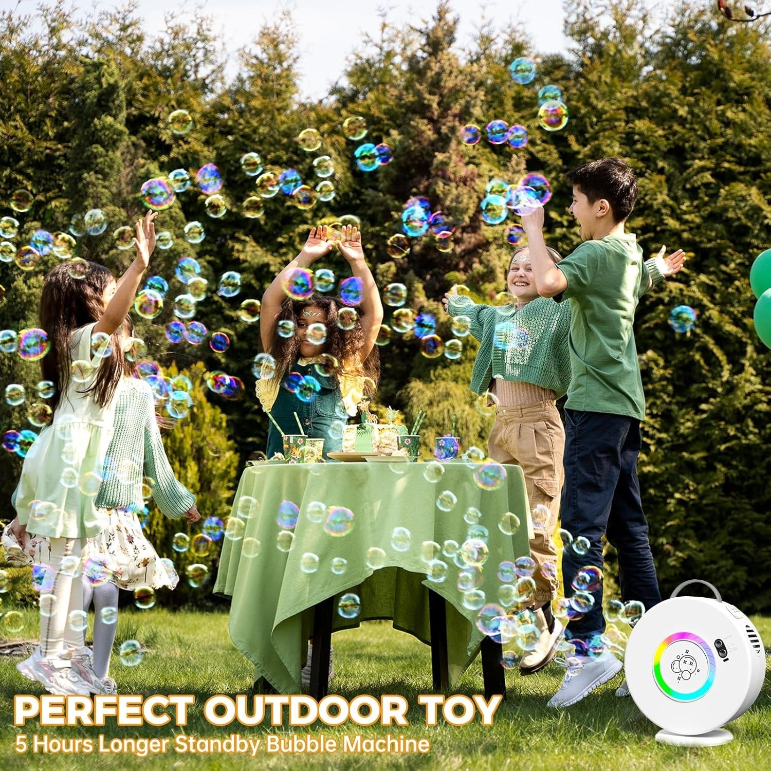 Rechargeable Rotating Bubble Machine 360 Degree Kids Party Toy