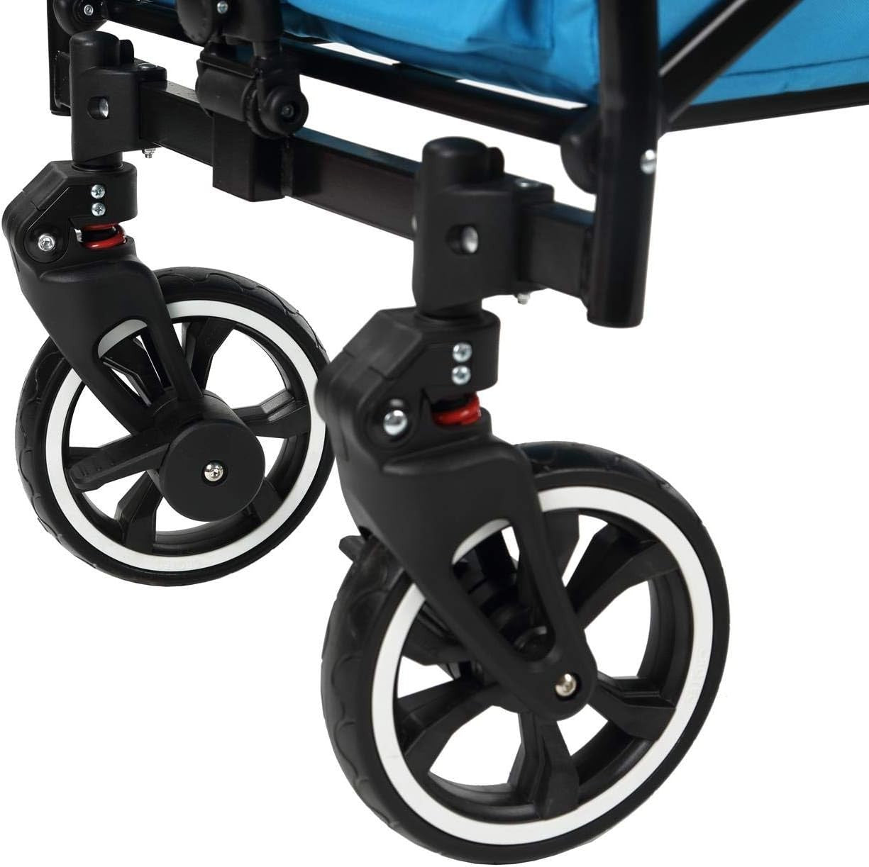 Blue Folding Stroller Wagon Kids Push Pull Cart w/ Canopy & Safety Harness