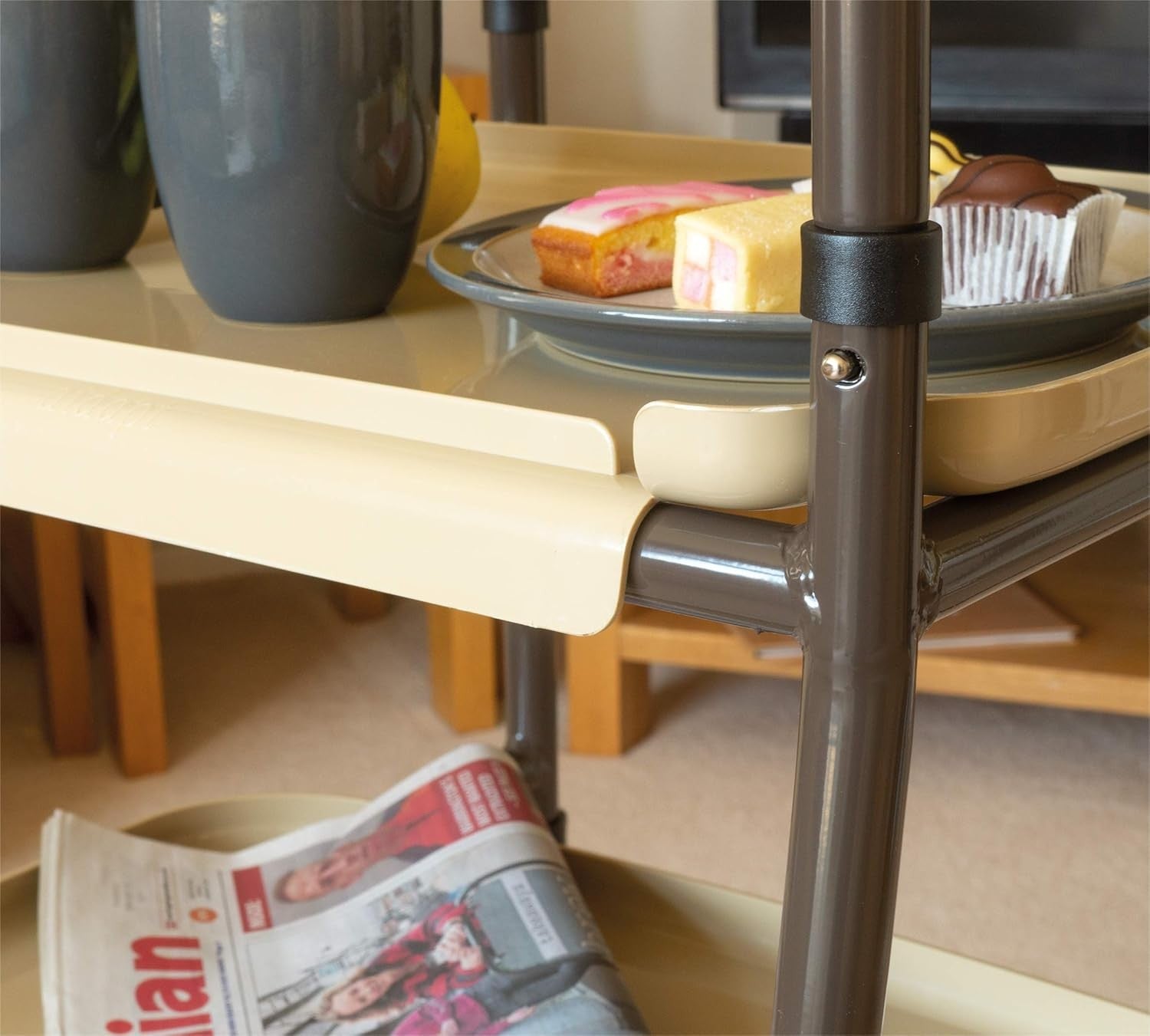 Height Adjustable Mobility Trolley with Wheels Walking Aid Removable Trays