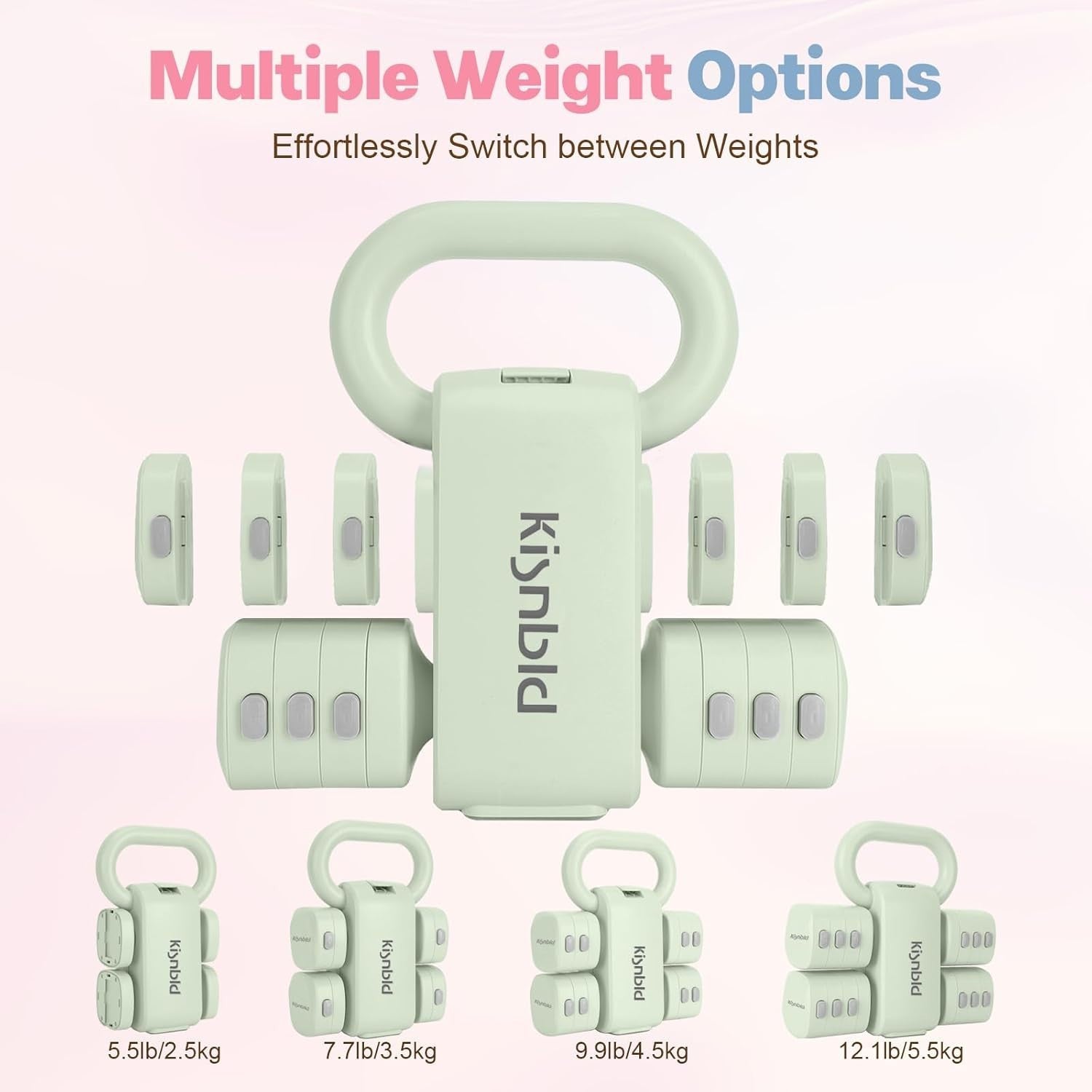4-in-1 Adjustable Dumbbell Set 2–5.5LB Each Kettlebell Combo Home Gym
