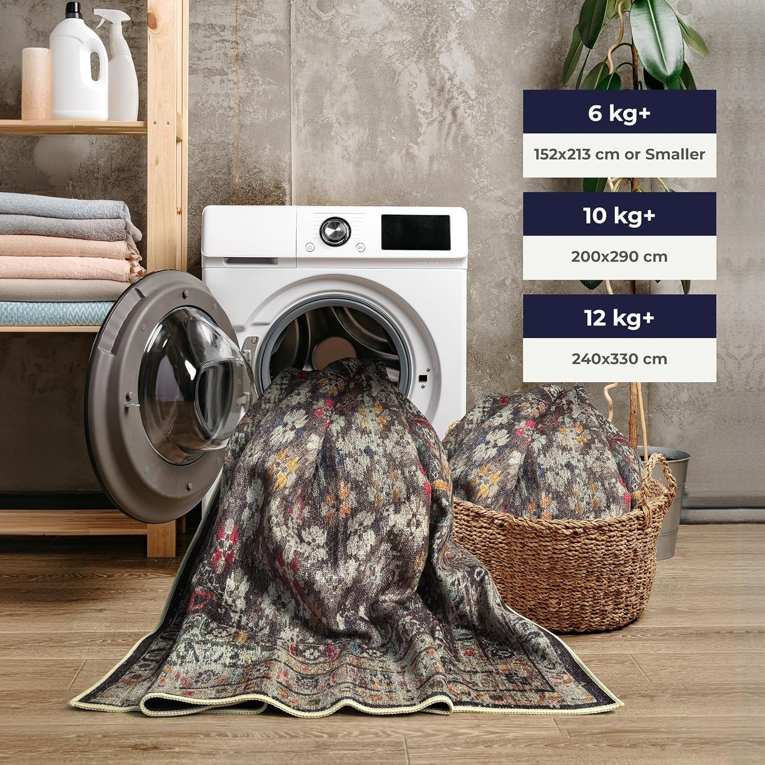 Washable Runner Rug 80x150cm Non-Slip Soft Hallway Kitchen Bedroom Mat Charcoal