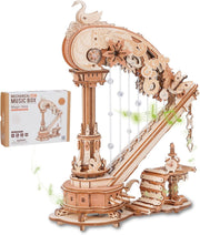 3D Wooden Harp Music Box DIY Mechanical Puzzle Model Kit Home Decor