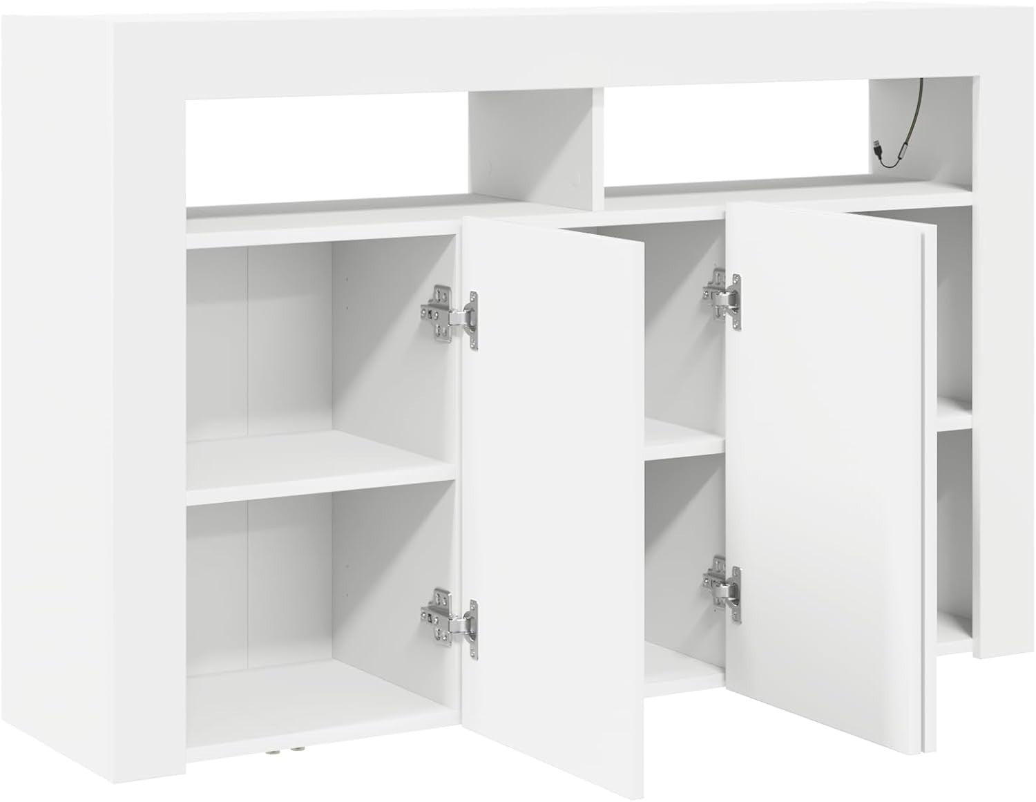 Modern White Sideboard with LED Lighting | Spacious 3-Door Storage Unit