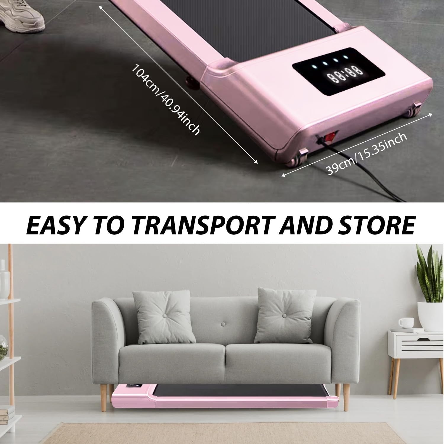Under Desk Treadmill 1-12km/h Quiet Walking Running Pad w/ Bluetooth & Remote