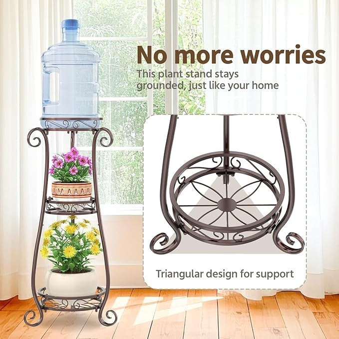 3 Tier Bronze Metal Plant Stand Indoor Outdoor Tall Flower Pot Holder Rack